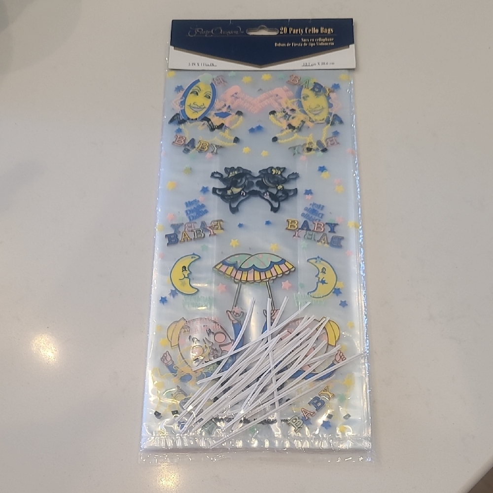 Free! 24 Baby Shower Party Cello Bags - Blue and Yellow. New